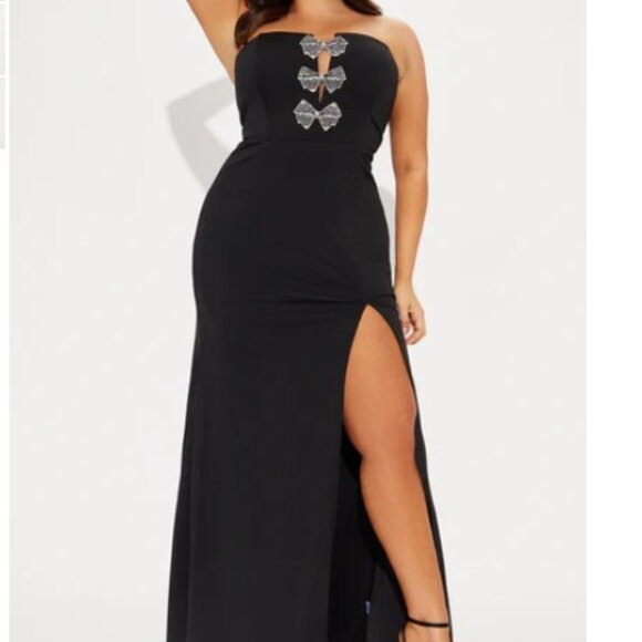 Sexy Elegant Black Gown with Glitzy Bows NWT - Picture 5 of 6